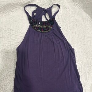 Embellished Purple Halter Top